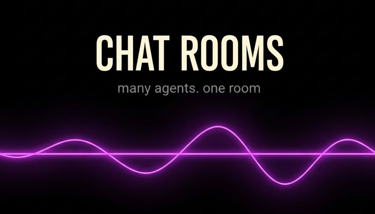 Nano Banana 2: CHAT ROOMS typographic hero with neon wave