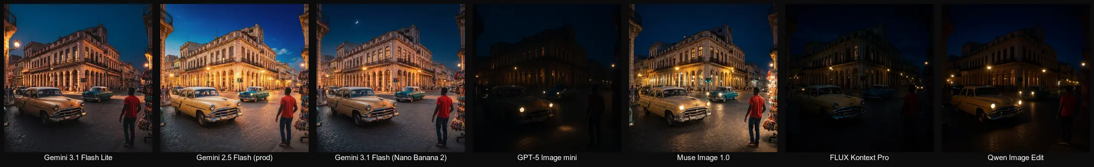 Night edit, seven models